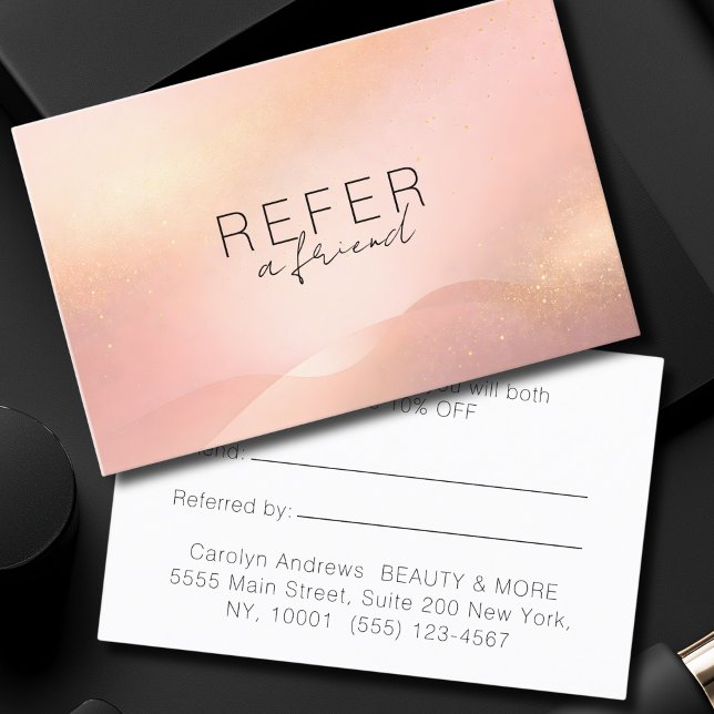 Blush Gold Glow Gradient Salong  Rabattkort (Blush Gold Glow Gradient Salon Referral Card)
