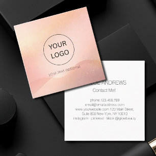 Blush Gold Glow Logotyp Salong Fyrkantigt Visitkort