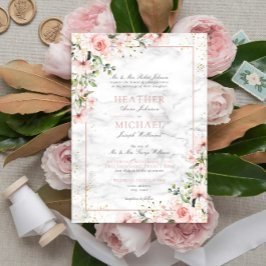 Blush Gold Greenery Dusty Pink Floral Wedding Inbjudningar