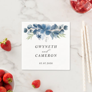 Blush Gold Greenery Succulent Dusty Blue Wedding  Pappersservett