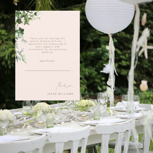 Blush & Gold Message Ivy Bridal Shower Thank You  Inbjudningar (Skapare uppladdad)