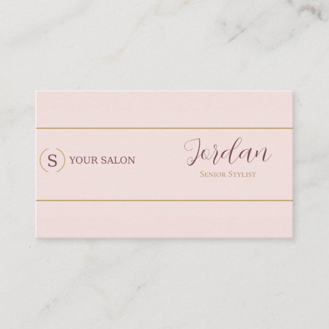 Blush Gold Salong Stylist Logotyp Visitkort (Framsida)