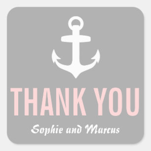 Blush & Grå Marin Tack Sticker Fyrkantigt Klistermärke