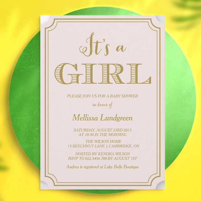 Blush Guld Baby Shower Script Inbjudningar (Skapare uppladdad)