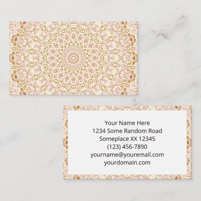 Blush Guld Elegant Mandala Design Visitkort (Fram/baksida)