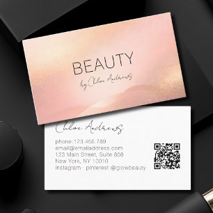 Blush Guld Glans Gradient Salong QR-kod Visitkort