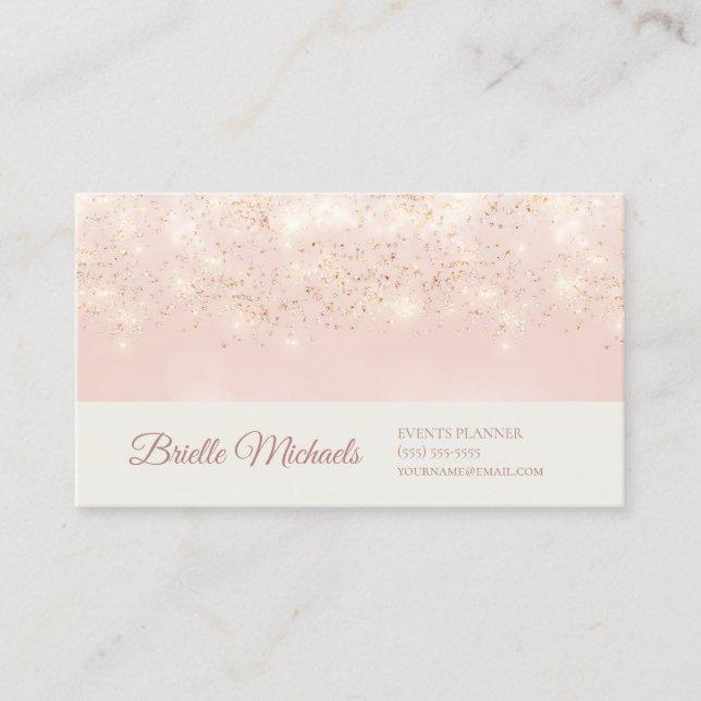 Blush Guld Glitter Evenemangsplanerare Visitkort (Framsida)