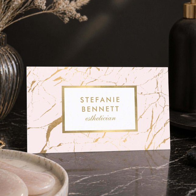 Blush Guld Marmor Estetiker Lyx Visitkort (Skapare uppladdad)