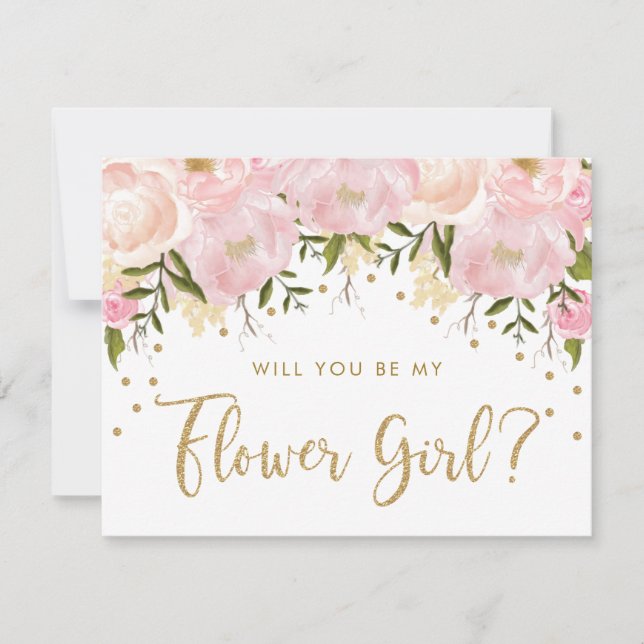 Blush Guld Pastell Blommig Var Min Brudtjej Inbjudningar (Framsida)