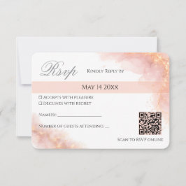 Blush Guld QR  Gnistrande Romantisk Bröllop Elegan OSA Kort