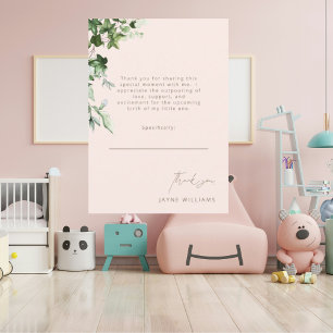 Blush & Guld Tacksamhets Ivy Baby Shower Tacksamhe Inbjudningar
