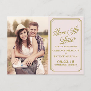 Blush & Guld Whimsical Spara datum Postkort Meddelande Vykort