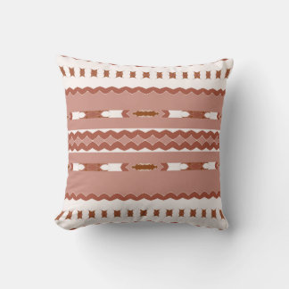 Blush Harmony – Damnrosa Brun & Crème Geometrisk Kudde
