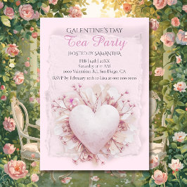 Blush Heart Galentine Tea Party Soft Romance Charm Inbjudningar