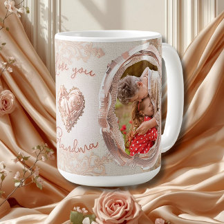 Blush Heirloom Heart Family Photo Keepsake Panel Kaffemugg
