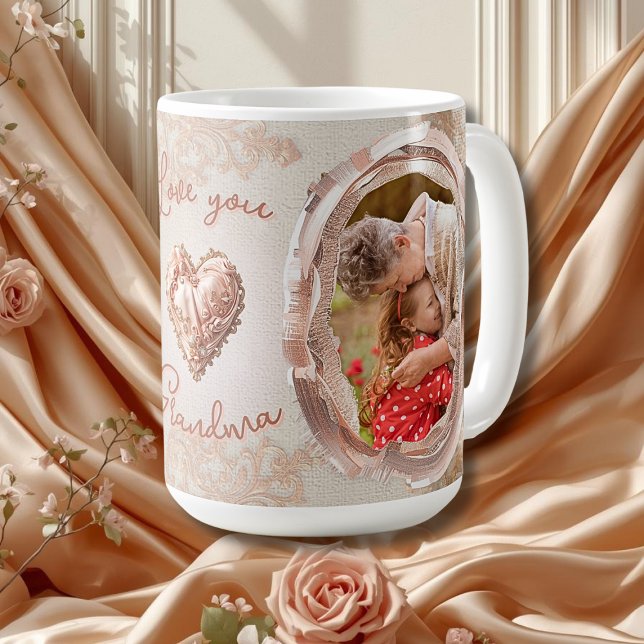 Blush Heirloom Heart Family Photo Keepsake Panel Kaffemugg (Skapare uppladdad)
