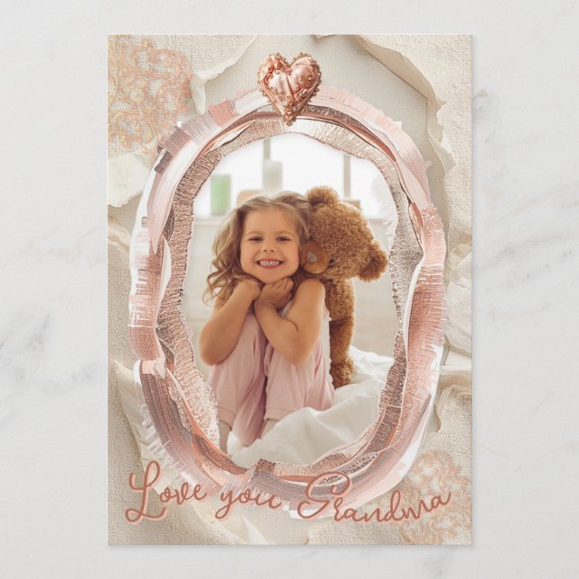 Blush Heirloom Heart Photo Frame Loving Keepsake Julkort (Framsida)