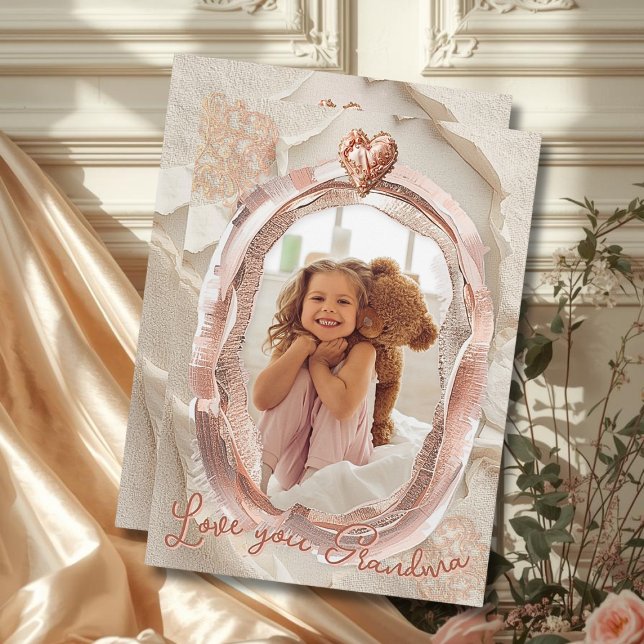 Blush Heirloom Heart Photo Frame Loving Keepsake Julkort (Skapare uppladdad)