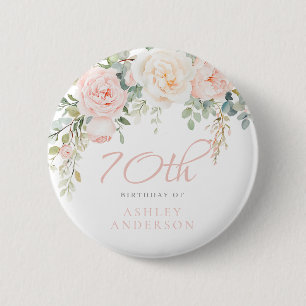 Blush & Ivory Blommig 70-årsdag Knapp