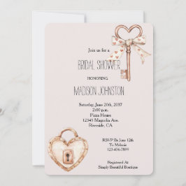 Blush Key To My Heart Bridal Shower Inbjudningar