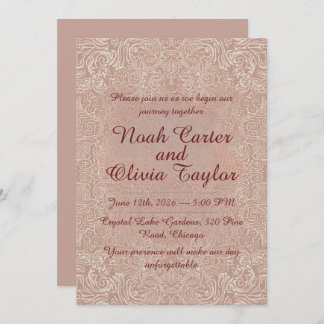 Blush Lace Elegant Wedding Invitation Inbjudningar