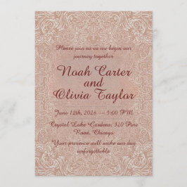 Blush Lace Elegant Wedding Invitation Inbjudningar