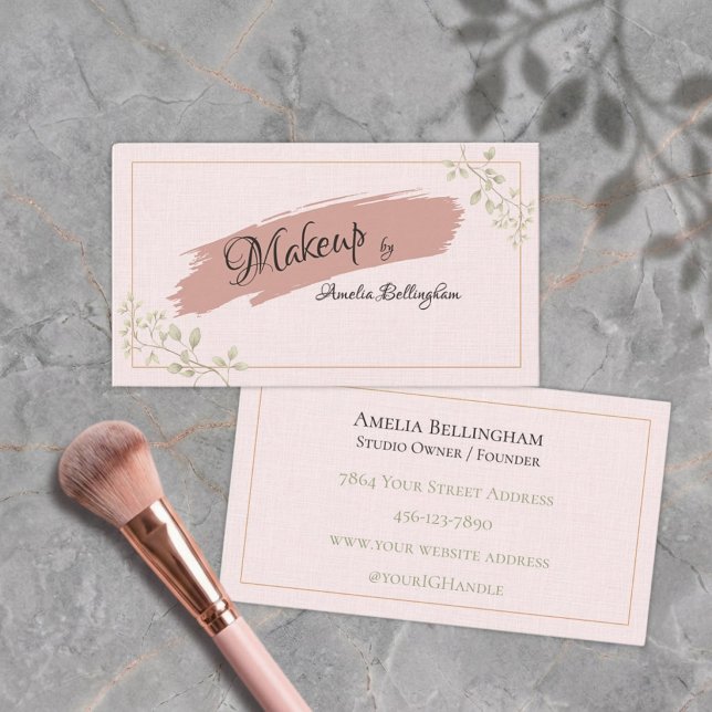 Blush Linen Sage Lyx Makeup Artist Visitkort (Skapare uppladdad)