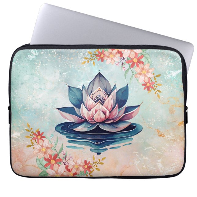 Blush Lotus Calm – Skön botanisk balans Laptop Fodral (Framsidan)