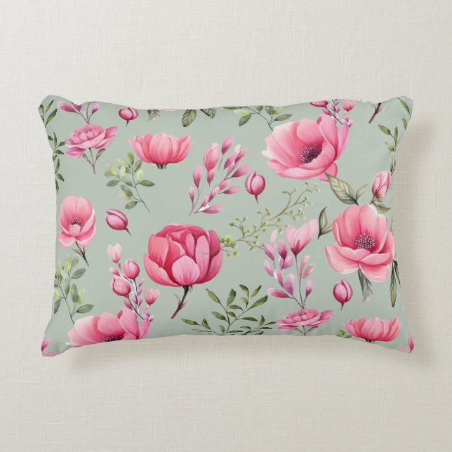 Blush Meadow-Blommor i blom Prydnadskudde (Framsidan)