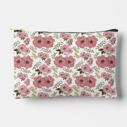 Blush Meadow Blooms Floral Accessory Pouch