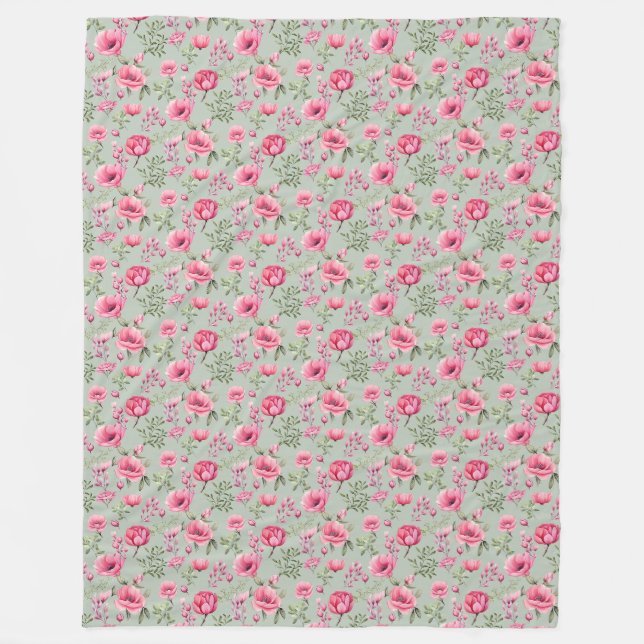 Blush Meadow-kronblad i blom Fleecefilt (Framsidan)
