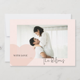 Blush Minimalistisk Foto Kalligrafi Hjärtan Alla H Julkort
