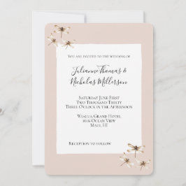 Blush Mocha Cream Dragonflies Wedding  Inbjudningar