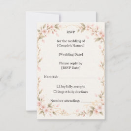 Blush Mountain Cherry Blossom Wedding RSVP Card