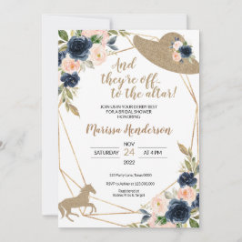 Blush & Navy Blommor Kentucky Derby Bröllopsdusch Inbjudningar