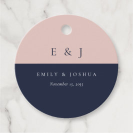 Blush Navy Blue Modern Wedding Gåvor Etiketter