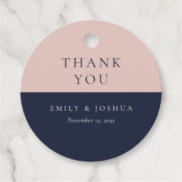 Blush Navy Blue Modern Wedding Gåvor Etiketter