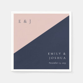 Blush Navy Blue Modern Wedding Pappersservett