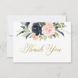 Blush navy tackkort, blommig baby shower-kort tack kort