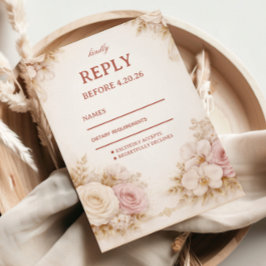 Blush Neutral Floral Elegant OSA Kort