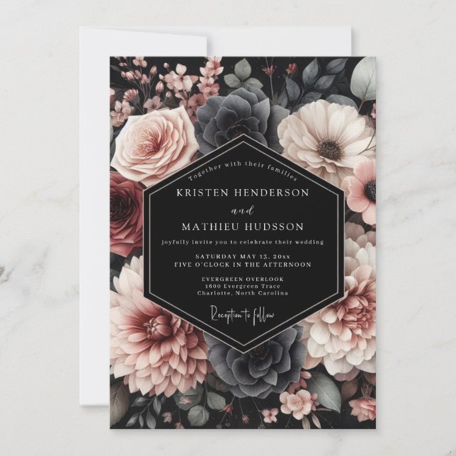 Blush Noir Chiaroscuro Wedding Inbjudningar (Framsida)