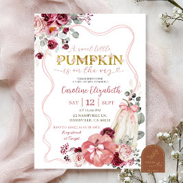 Blush och Burgundy Coquette Pumpkin Baby Shower Inbjudningar