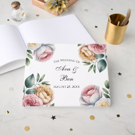 Blush och Elfenbensros Blommig Krans Bröllop Gästböcker