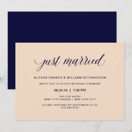 Blush och Navy Typografi Nygifta Firande Inbjudningar