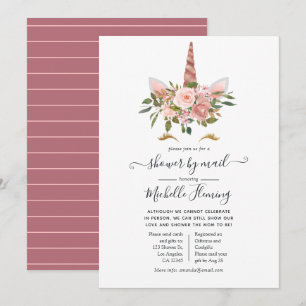 Blush och Rose Gold Enhörnings Babyshower via Post Inbjudningar