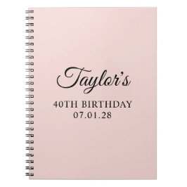 Blush och svart elegant skript 40-årsdag anteckningsbok