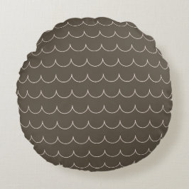 Blush & Olivfärgad Scallop Geometrisk Kudd - Rund Kudde