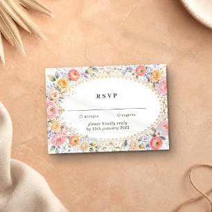Blush Pastell Blommor Vänligen svara bröllop Inbjudningar
