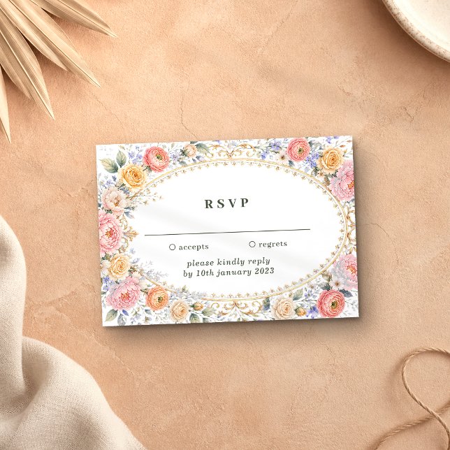 Blush Pastell Blommor Vänligen svara bröllop Inbjudningar (Skapare uppladdad)