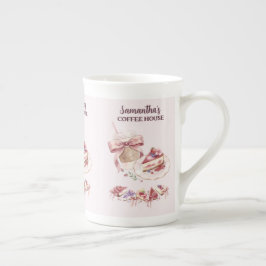 Blush Patisserie Café Anpassad Varumärke Benporslin Mugg